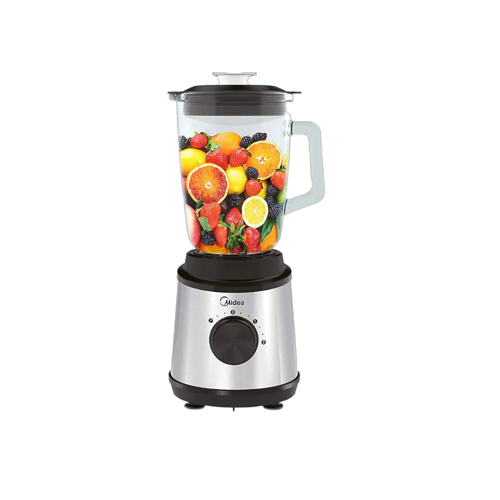 Midea BL6006W 1.5L Blender 600W with Glass Jug – Silver/Black