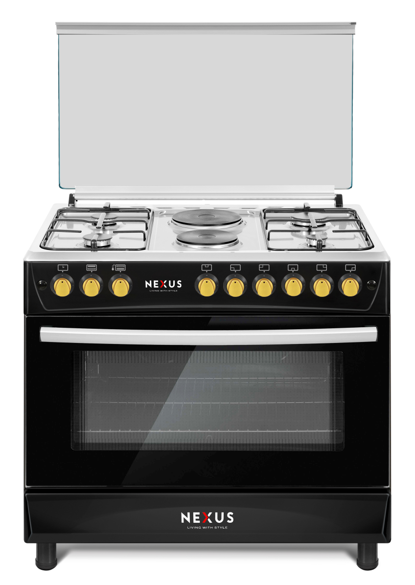 Nexus NXGASCOOKER9001 90×60cm Standing Gas Cooker – Matte Black