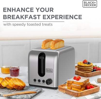Black & Decker ET244-B5 2-Slice Toaster 1050W with 6 Browning Levels – Stainless Steel