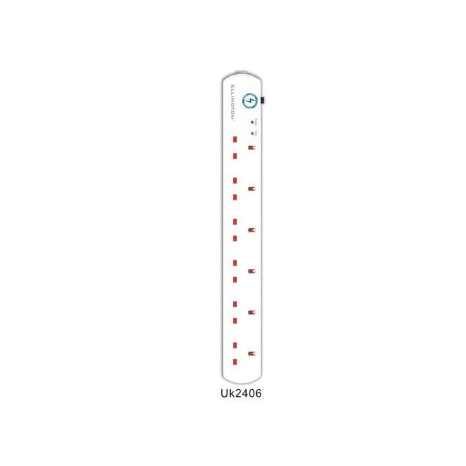 Ellington UK2406 6-Way Surge Protector Extension Socket with 3M Cable – White