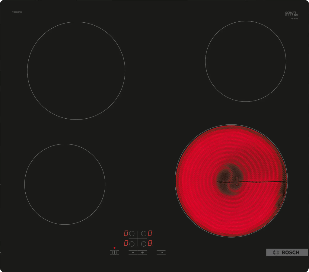 Bosch PKE611BA2E Series 4 60 cm Electric Ceramic Hob – Black Frameless