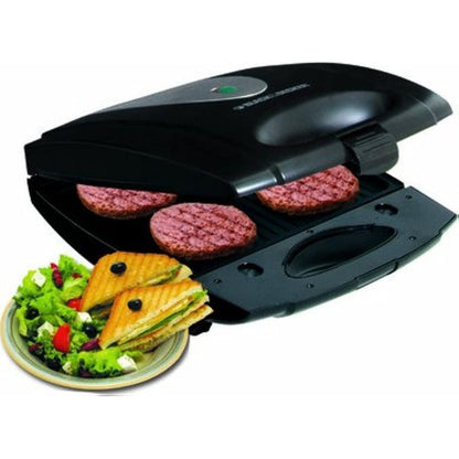 Black & Decker TS4080-B5 4-Slice Sandwich Maker & Grill 1400W with Interchangeable Plates – Black