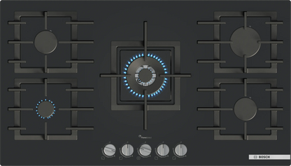 Bosch PPQ9B6I40M 90cm Gas Hob with 5 Burners and Wok Burner – Stainless Steel