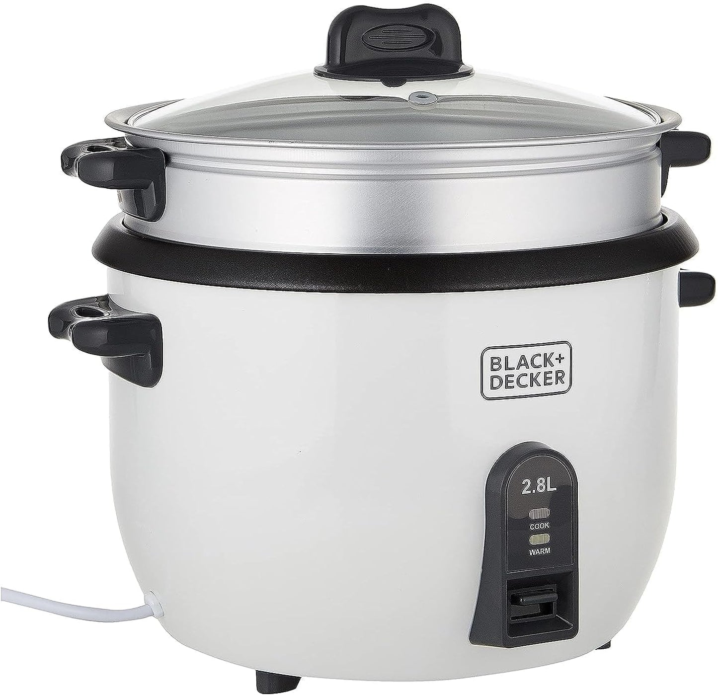 Black & Decker RC2850-B5 2.8L Rice Cooker 1100W with Steaming Tray – White