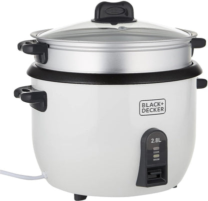 Black & Decker RC2850-B5 2.8L Rice Cooker 1100W with Steaming Tray – White