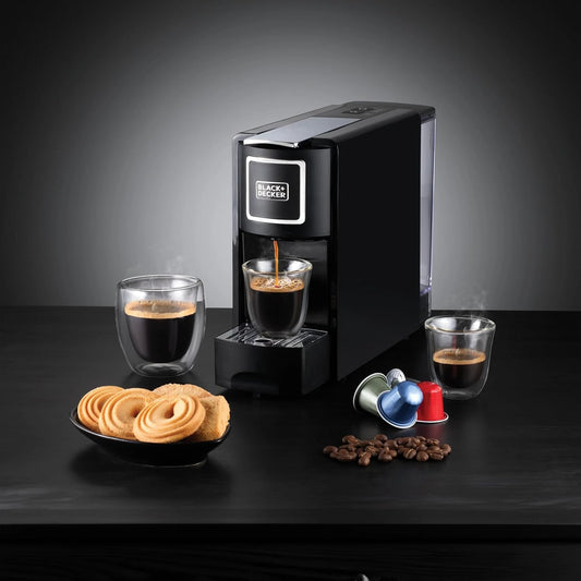 Black & Decker CCM100-B5 1140W Capsule Coffee Machine with 600ml Water Tank – Black