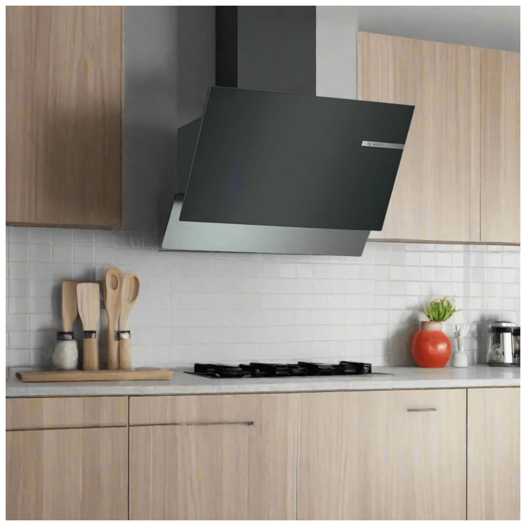 Bosch DWK66AJ60M Series 4 Built-Mounted Wall-Hood Cooker Hood 60 cm – Black Glass