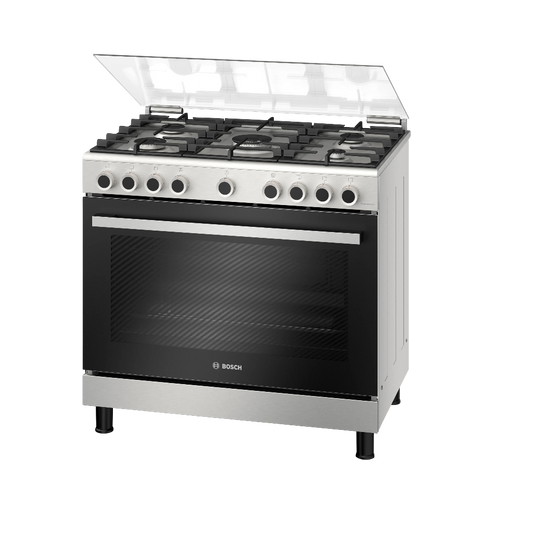Bosch HGVDF0V52S Series 4 Freestanding Gas Range Cooker 90×60 cm – Stainless Steel