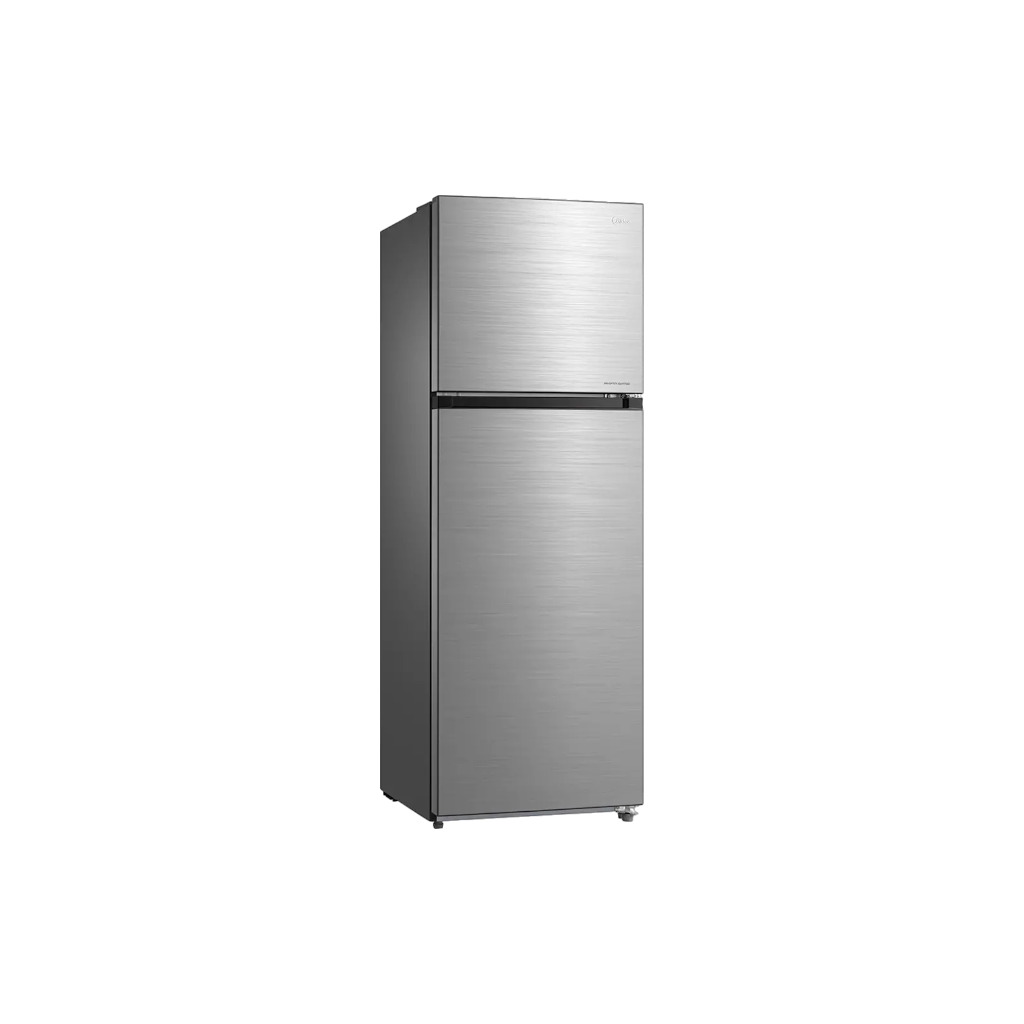 Midea MDRT489MTE46 338L Top-Mount Double Door Refrigerator – Bru Steel / Silver Finish