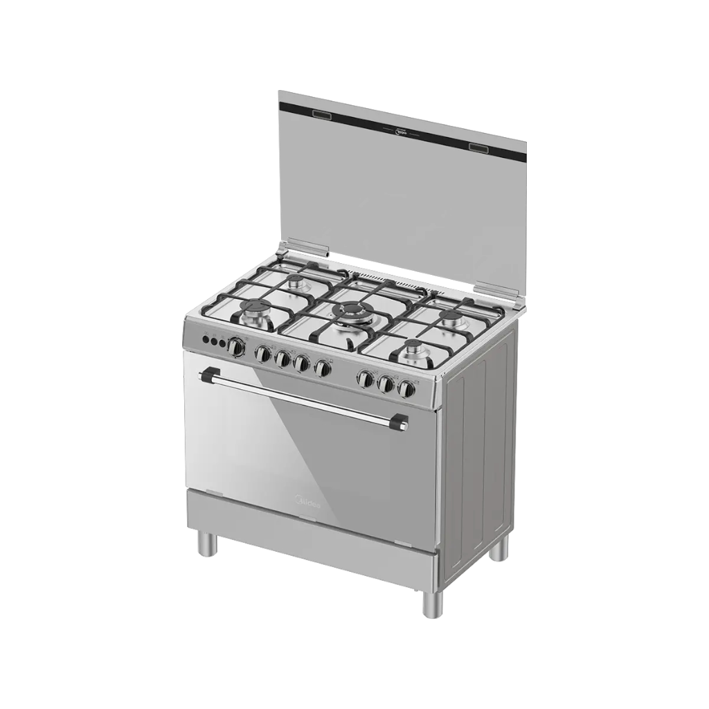 Midea 9060-5G028-I 90×60cm Freestanding 5-Burner Gas Cooker with Oven & Grill – Stainless Steel