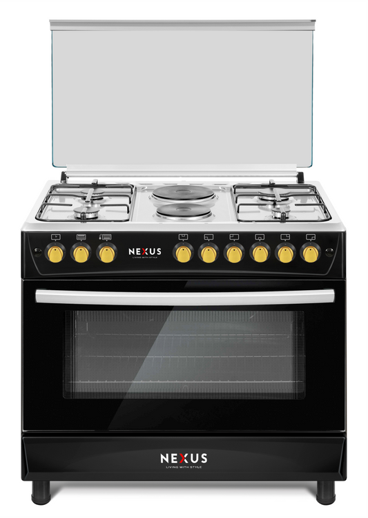 Nexus NXGASCOOKER9001 90×60cm Standing Gas Cooker – Matte Black
