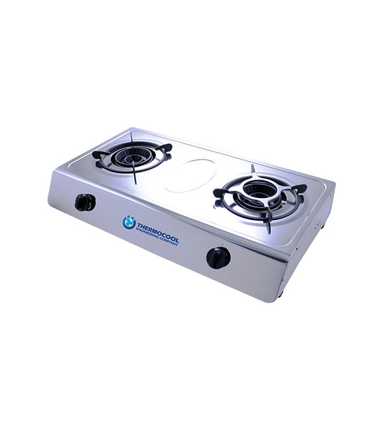 Haier Thermocool TGC-2SA Stainless Duo 2 Burner Table Top Gas Cooker with Auto Ignition – Silver
