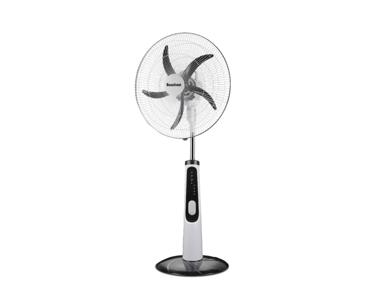 Scanfrost SFRF181K 18-Inch Rechargeable Standing Fan with Remote Control – White