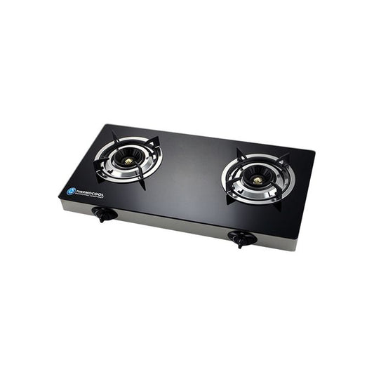 Haier Thermocool TGC-2GA Glass Duo 2 Burner Table Top Gas Cooker with Auto Ignition – Black